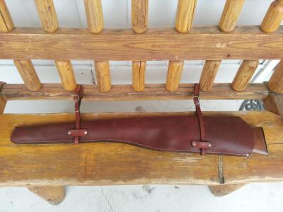 Rifle Scabbards Assorted And Some With Mounting Straps To Attach to What Ever You Ride. Horse Or Horse Powered Vehicle With Wheels. Custom, Full Grain Leather, Hand tooled, Hand made in the Okanagan, Oliver, B.C., Canada.